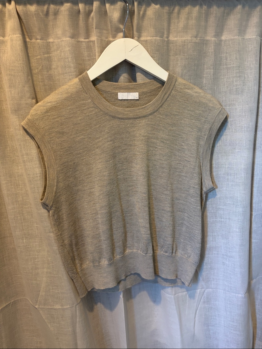 Sablyn Sleeveless Cashmere Top in Light Taupe - Minimal Women's Sweater